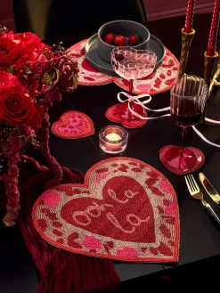 Online Next Set of 2 Pink Scalloped Heart Cocktail Glasses