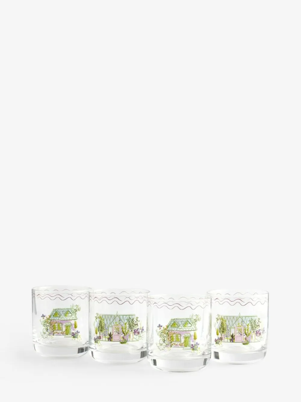 Next Set of 4 Purple Garden Houses Tumbler Glasses^ Glassware