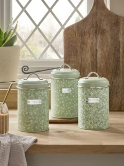 Discount Next Set of 3 Cordelia Ditsy Floral Storage Tins Sage Green