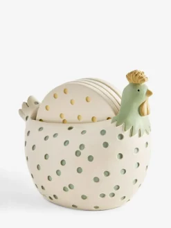 Best Next Set of 4 Sage Green Spot Chicken Coasters