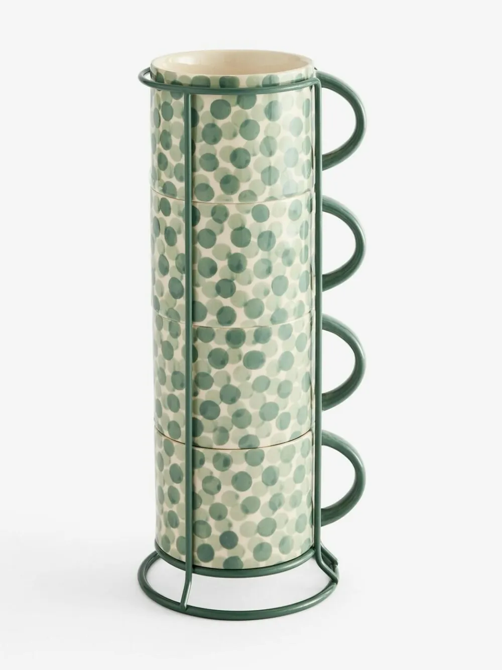 Clearance Next Set of 4 Sage Green Spot Stacking Mugs