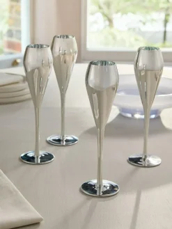Next Set of 4 Silver Sloane Champagne Flutes^ Glassware