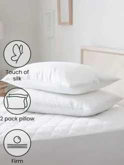 Next Set of 2 Sleep In Silk Firm 100% Cotton Pillows^ Duvets & Pillows