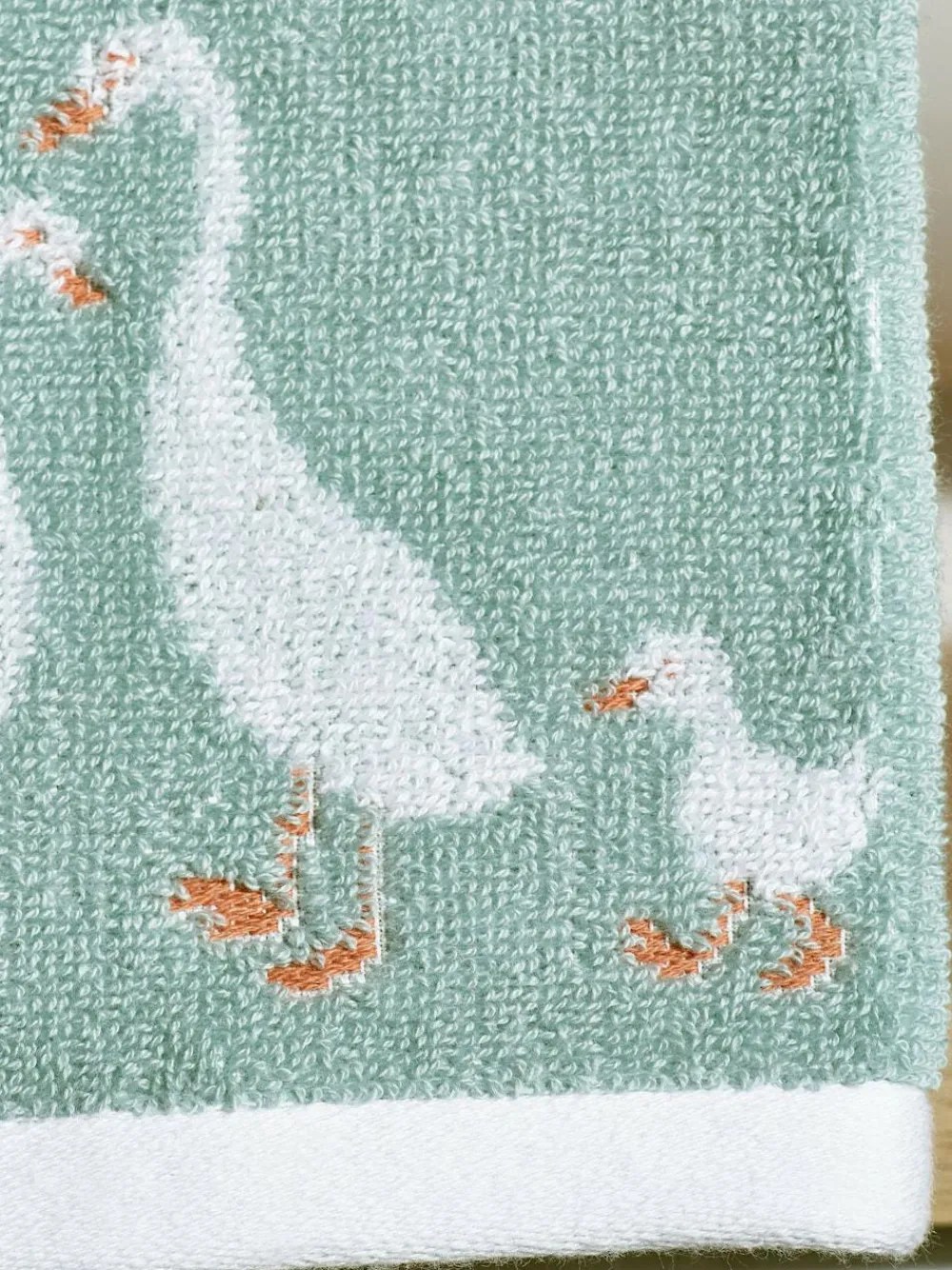 Next Set of 2 Teal Blue 100% Cotton Geese Face Cloths^ Towels & Bathmats