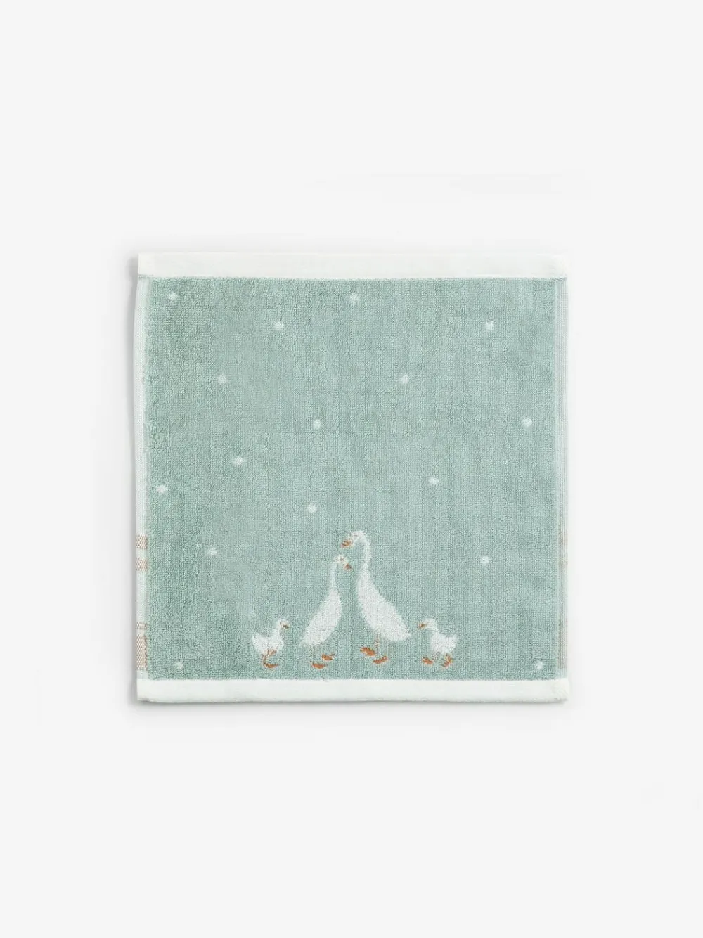 Next Set of 2 Teal Blue 100% Cotton Geese Face Cloths^ Towels & Bathmats