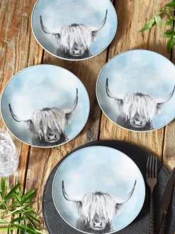 Next Set of 4 Teal Blue Hamish Side Plates^ Dinner Sets & Pasta Bowls