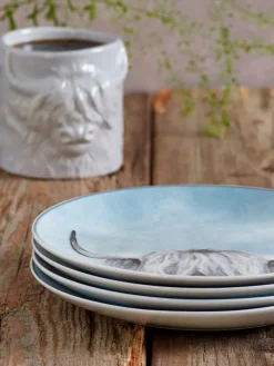 Next Set of 4 Teal Blue Hamish Side Plates^ Dinner Sets & Pasta Bowls