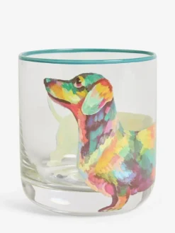 Next Set of 4 Teal Blue Sausage Dog Tumbler Glasses^ Glassware