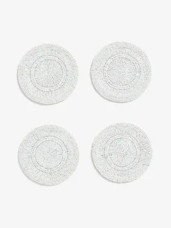 Next Set of 4 White Beaded Coasters^ Table Linen, Placemats & Coasters