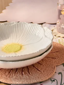 Sale Next Set of 2 White Flower Pasta Bowls