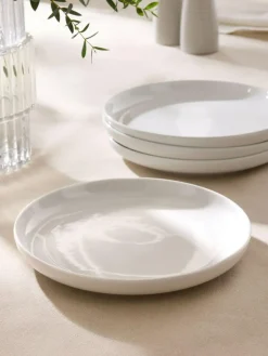 Next Set of 4 White Moderna Side Plates^ Dinner Sets & Pasta Bowls
