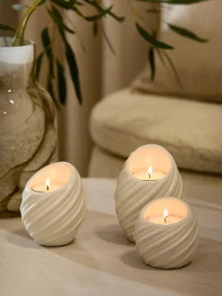 Online Next Set of 3 White Pleat Tea Light Candle Holders