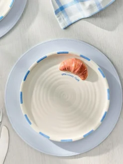 Online Next Set of 2 White/Blue Claude Croissant Club Side Plates