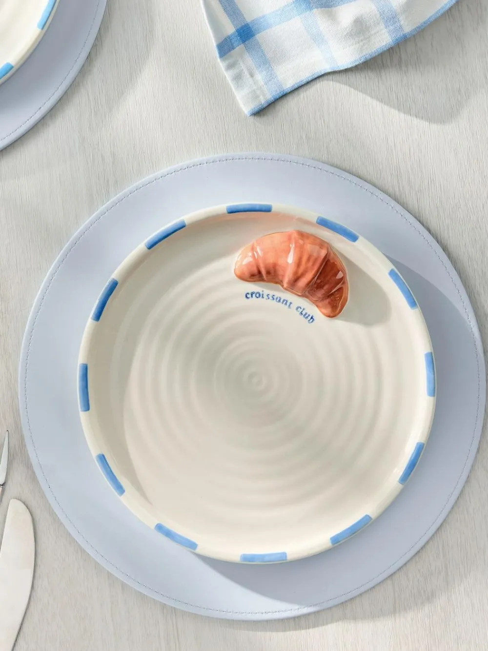 Online Next Set of 2 White/Blue Claude Croissant Club Side Plates