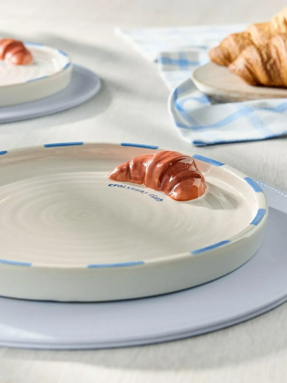 Online Next Set of 2 White/Blue Claude Croissant Club Side Plates