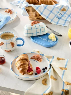 Online Next Set of 2 White/Blue Claude Croissant Club Side Plates