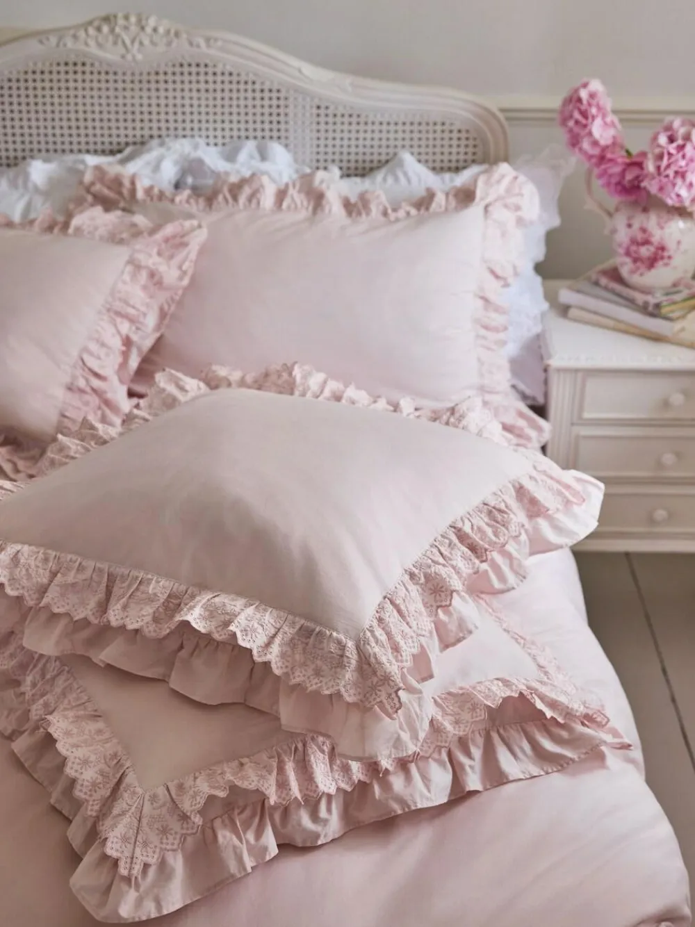 New Shabby Chic by Rachel Ashwell® Set of 2 Broderie Anglaise Ruffle Count Pillowcases Pink