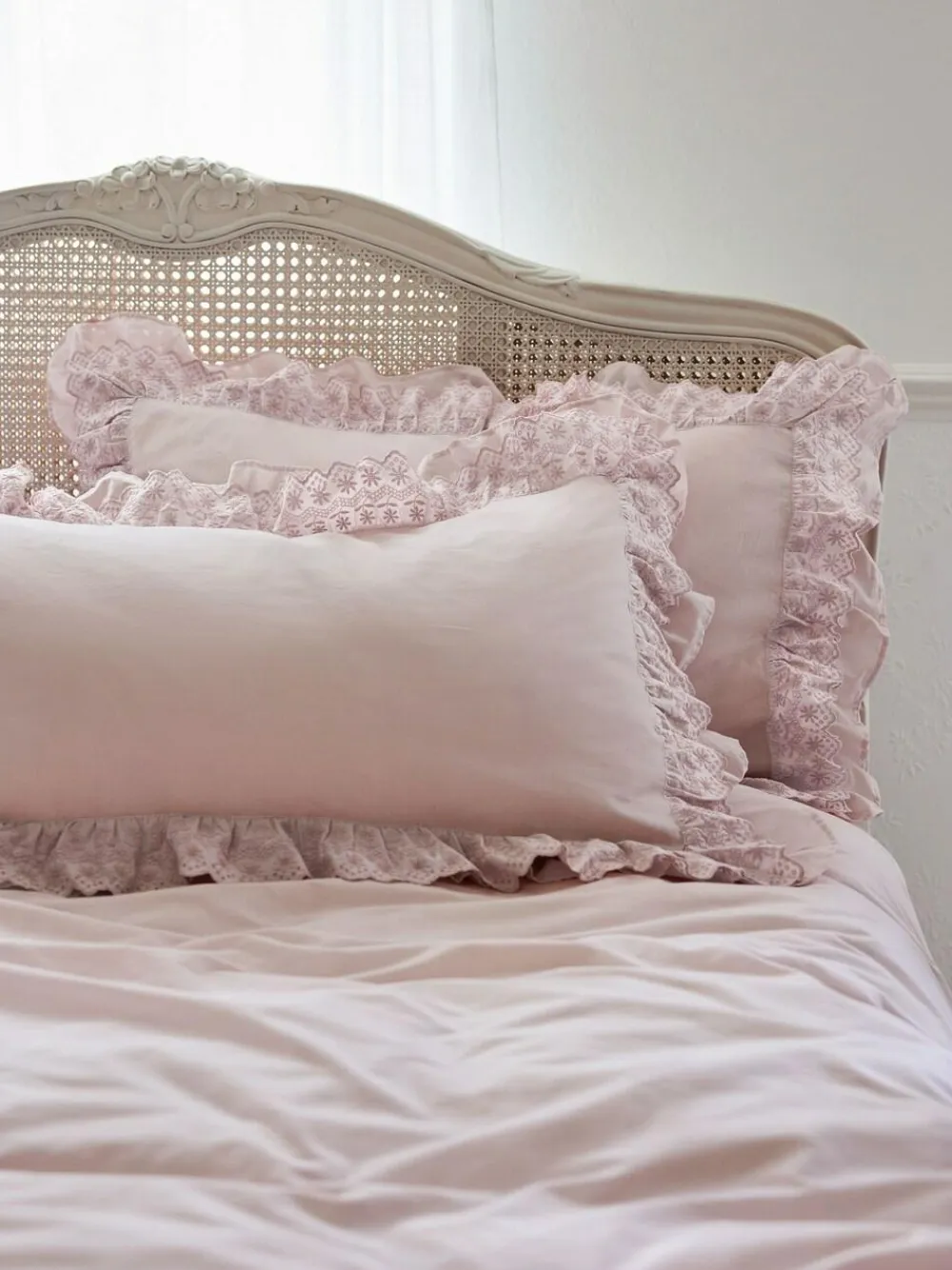 New Shabby Chic by Rachel Ashwell® Set of 2 Broderie Anglaise Ruffle Count Pillowcases Pink