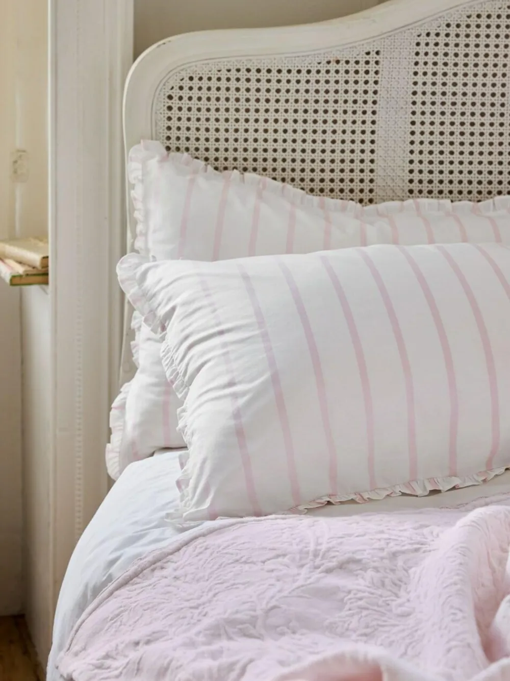 Sale Shabby Chic by Rachel Ashwell® Set of 2 Pink Cabana Stripe Petite Ruffle 180 Thread Count Pillowcases