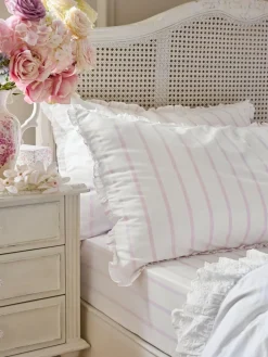 Sale Shabby Chic by Rachel Ashwell® Set of 2 Pink Cabana Stripe Petite Ruffle 180 Thread Count Pillowcases