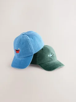 Sale Next Shark/Crab Washed Caps 2 Pack (3mths-10yrs)