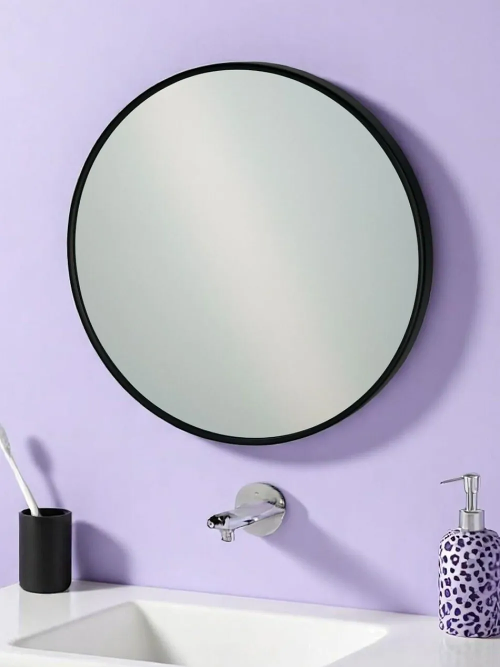 Discount Showerdrape Black Portobello Round Metal Framed Bathroom Mirror