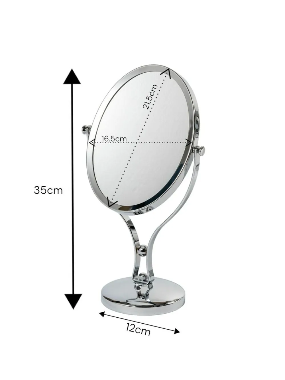 Showerdrape Chrome Vanity Mirror Oval 5x Magnification Reversableb Triton^ Mirrors