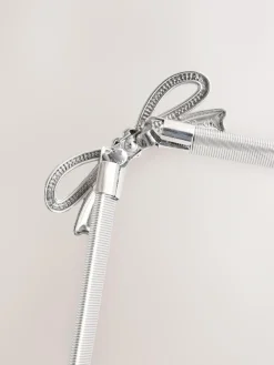 Outlet Next Skinny Stretch Belt Silver Bow