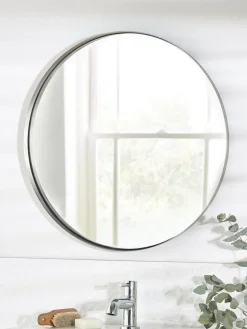 New Next Round Wall Mirror Silver Chrome
