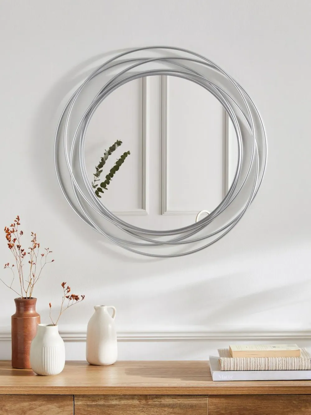 Sale Next Contemporary Wire 60cm Wall Mirror Silver