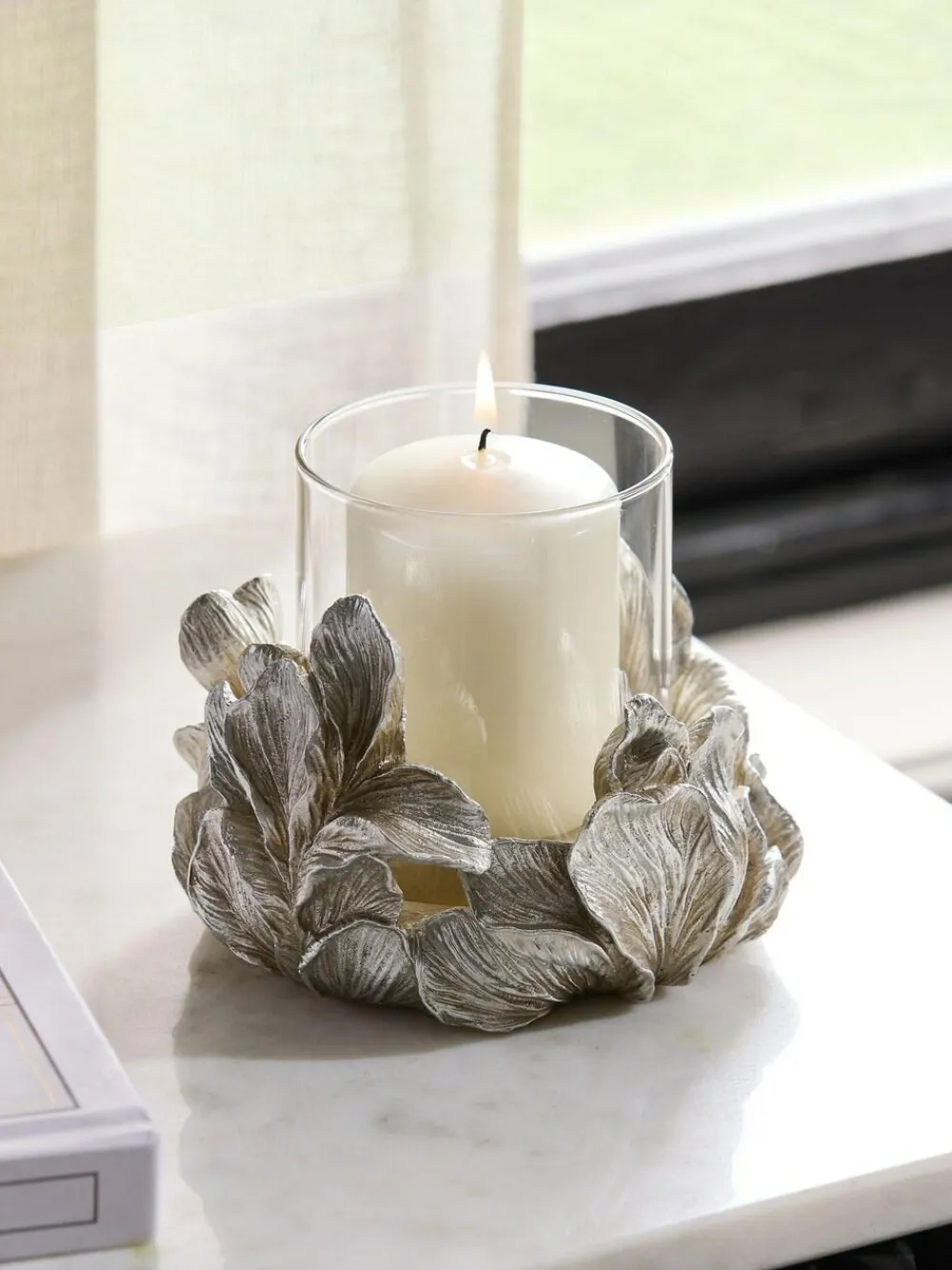 Next Silver Floral Tea Light Hurricane Candle Holder^ Candle Holders & Lanterns