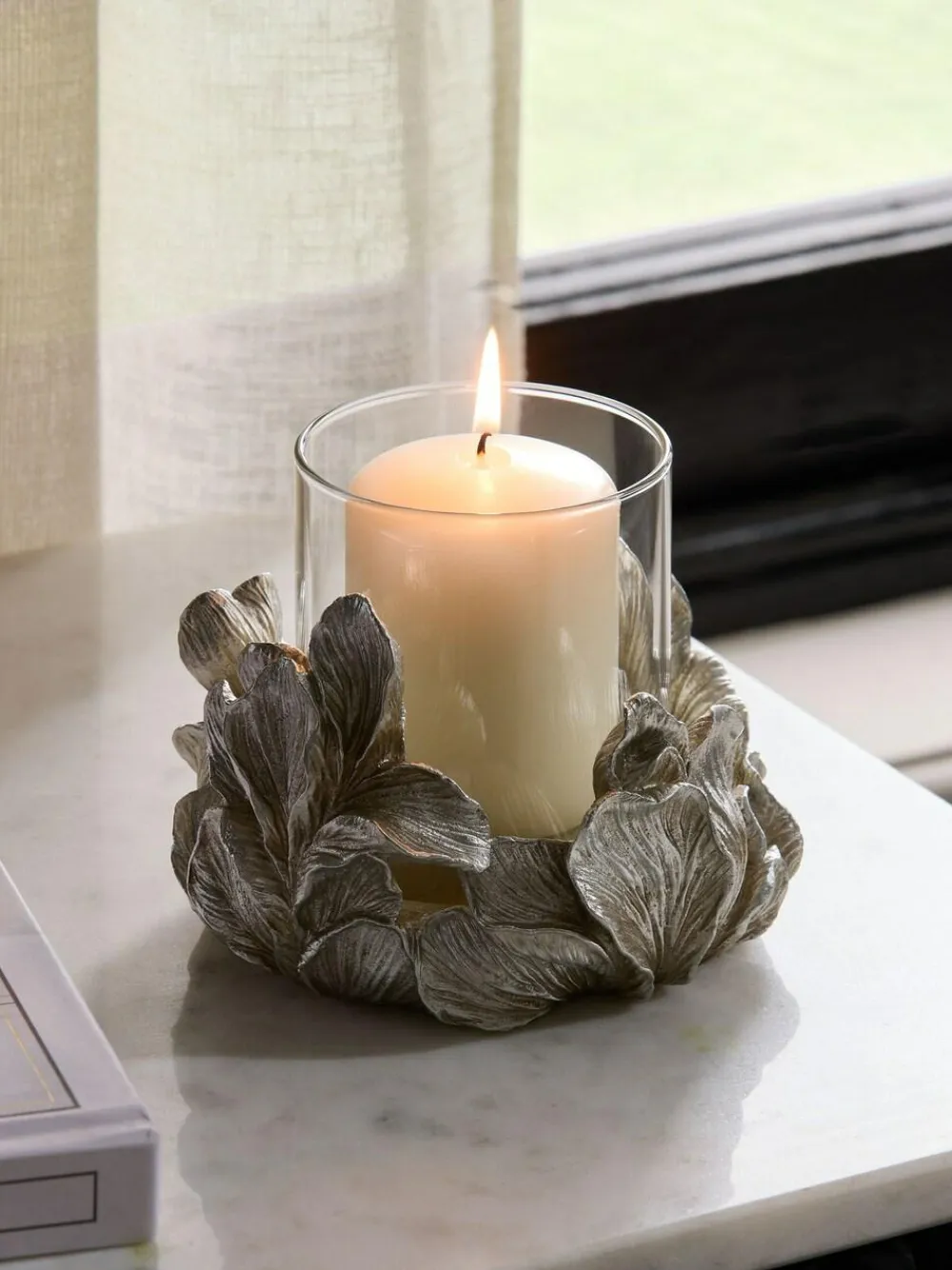 Next Silver Floral Tea Light Hurricane Candle Holder^ Candle Holders & Lanterns