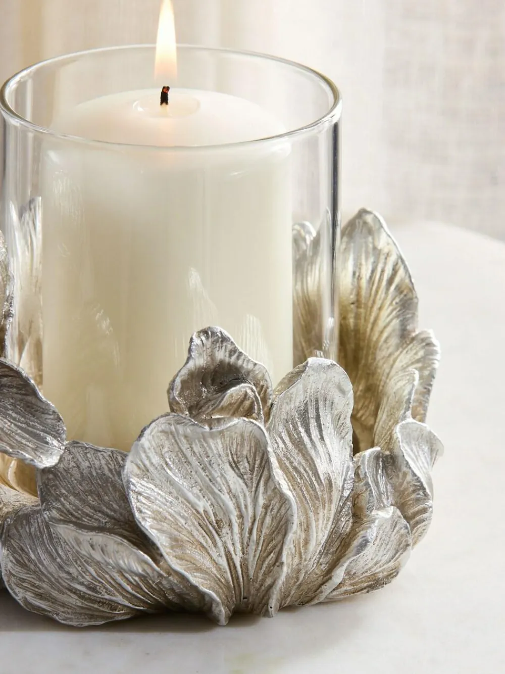 Next Silver Floral Tea Light Hurricane Candle Holder^ Candle Holders & Lanterns