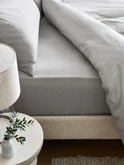 Sale Next Silver Grey Brushed Cotton Supersoft Deep Fitted Sheet