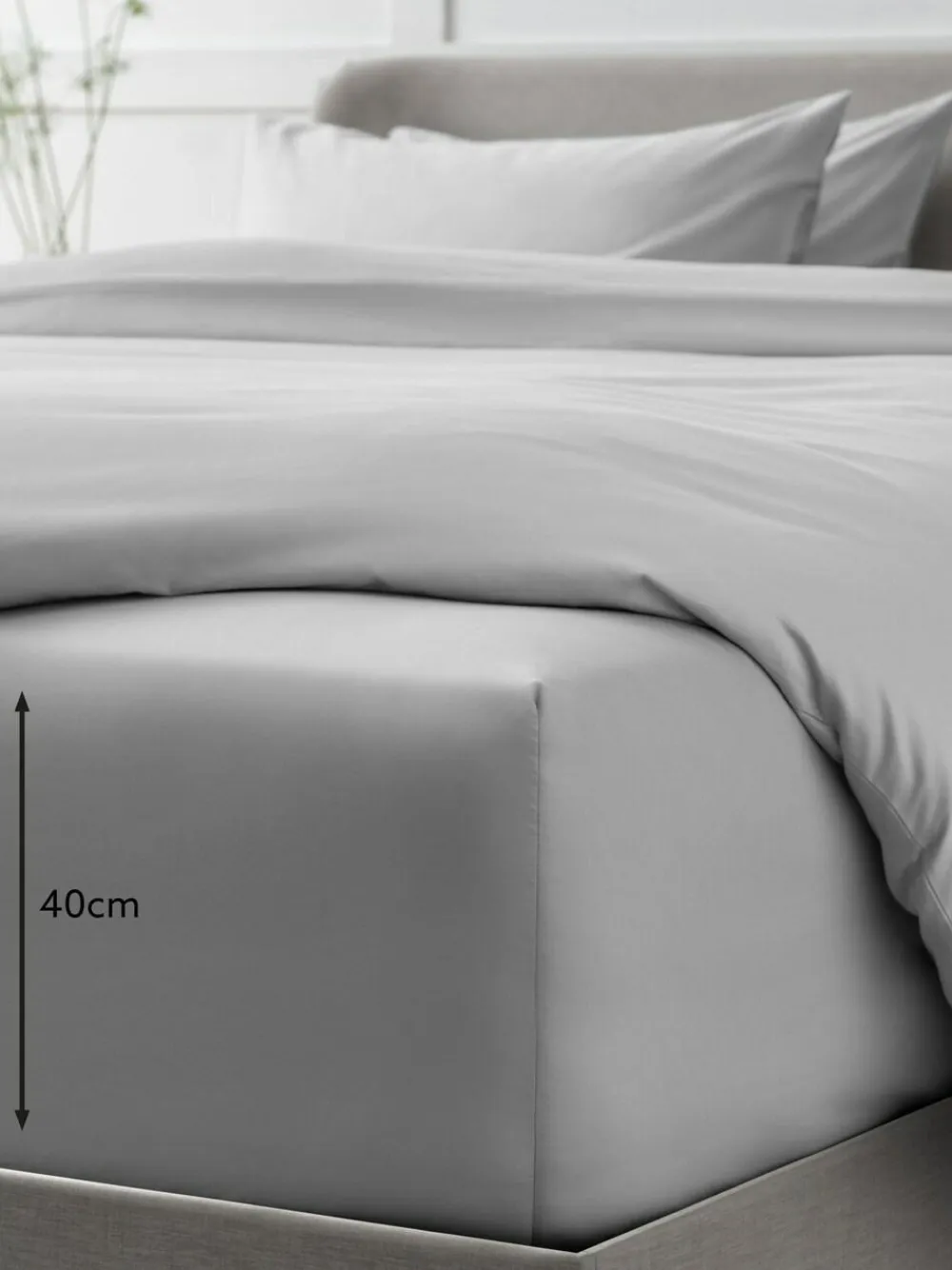 Next Silver Grey Collection Luxe 400 Thread Count Egyptian Extra Deep Fitted Cotton Sateen Sheet^ Bedsheets & Pillow Cases