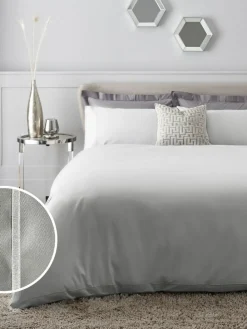 New Next Silver Grey Collection Luxe 300 Thread Count 100% Cotton Sateen Satin Stitch Luxury Duvet Cover And Pillowcase Set