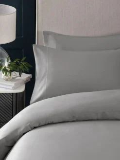 New Next Silver Grey Collection Luxe 300 Thread Count 100% Cotton Sateen Satin Stitch Luxury Duvet Cover And Pillowcase Set