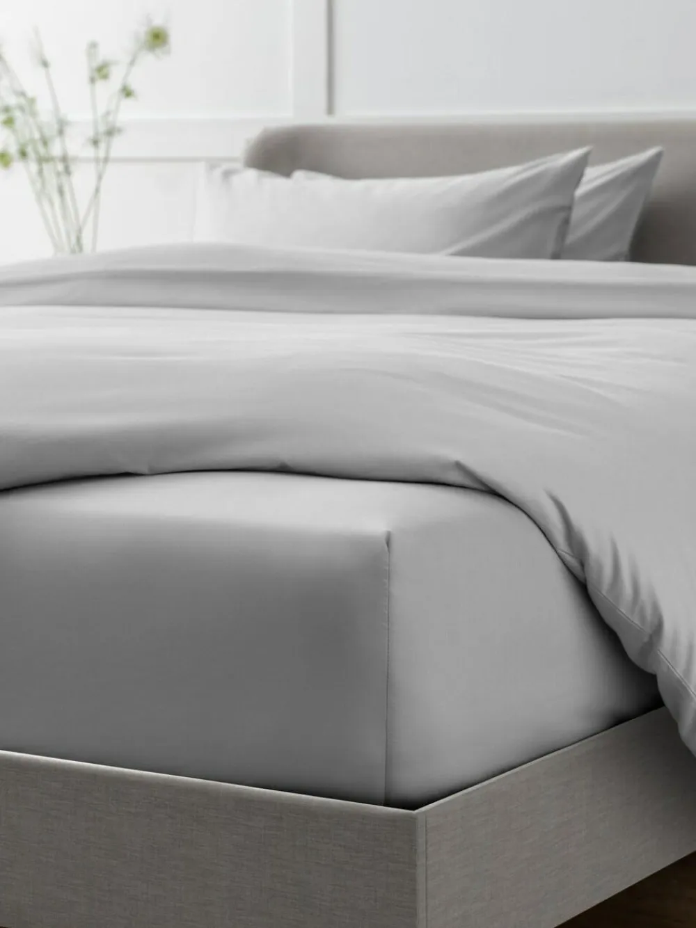 Next Silver Grey Collection Luxe 400 Thread Count Egyptian Deep Fitted Cotton Sateen Sheet^ Bedsheets & Pillow Cases