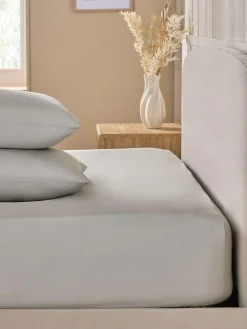 Next Silver Grey Cotton Rich Fitted Bed Sheet^ Bedsheets & Pillow Cases
