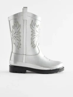 Next Silver Metallic Western Wellies^ Boots