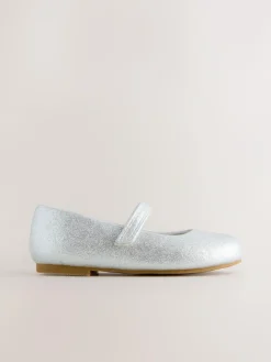 Clearance Next Standard Fit (F) Mary Jane Touch Fastening Occasion Shoes Silver