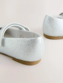 Clearance Next Standard Fit (F) Mary Jane Touch Fastening Occasion Shoes Silver