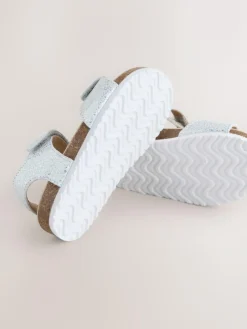 Hot Next Wide Fit (G) Touch Fastening Corkbed Sandals Silver