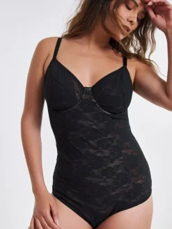 Simply Be Black Magisculpt Light Control Black Lace Bodyshaper^Women Shapewear