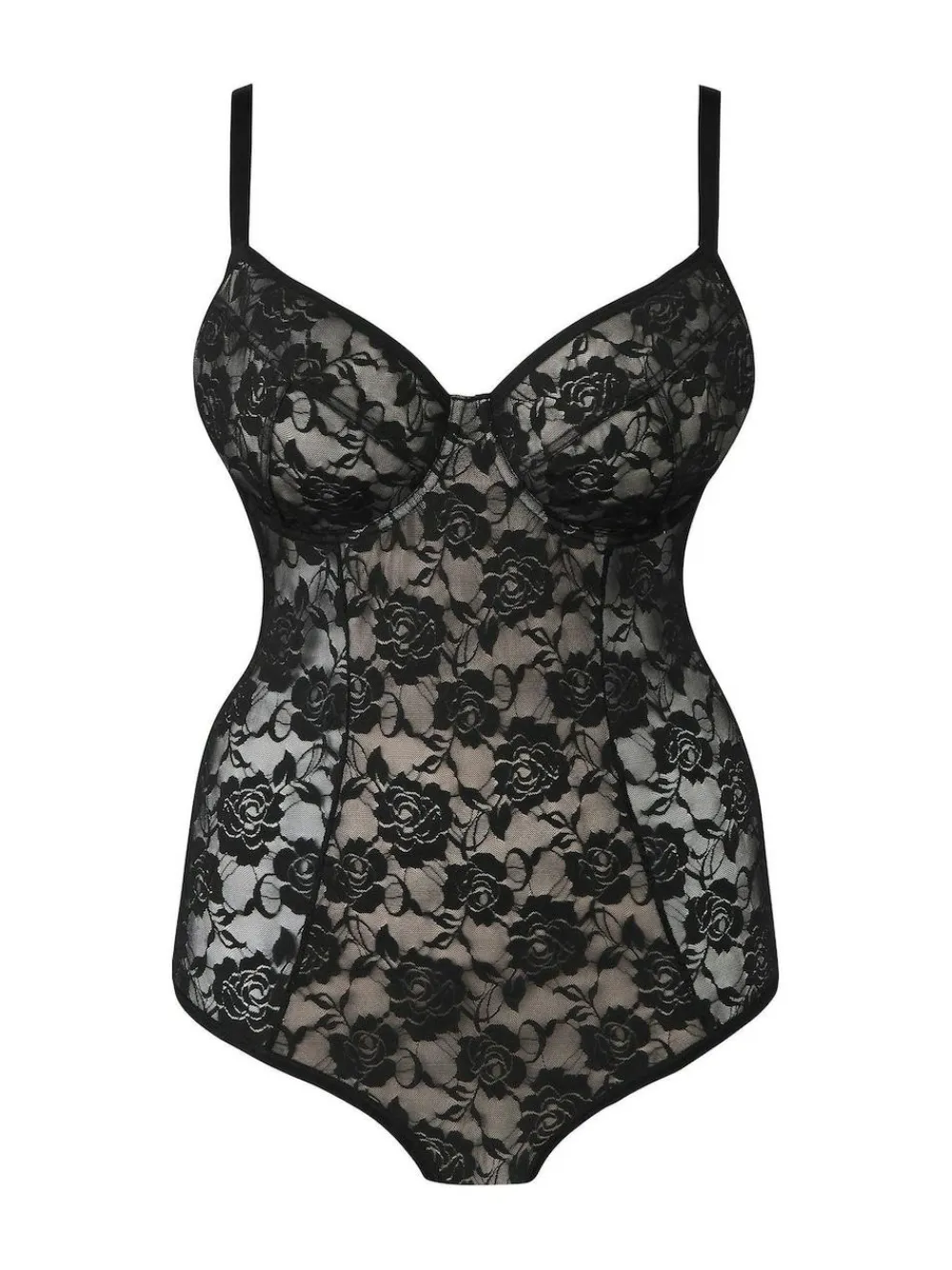 Simply Be Black Magisculpt Light Control Black Lace Bodyshaper^Women Shapewear