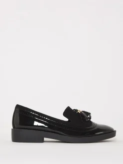 Sale Simply Be Black Tassel Trim Slipper Cut Loafers In Extra Wide Fit