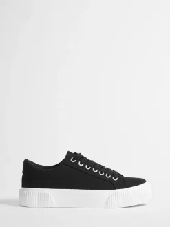 Simply Be Wide Fit Canvas Chunky Ribbed Sole Trainers^Women Wide Fit & Extra Wide Fit