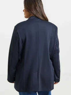 New Simply Be Blue Single Breasted Ponte Blazer