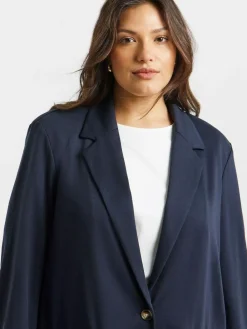 New Simply Be Blue Single Breasted Ponte Blazer