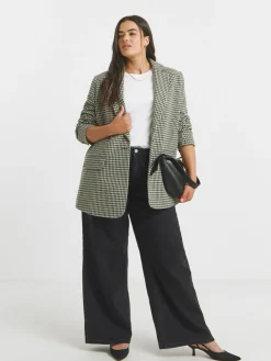 Simply Be Brown Houndstooth Single Breasted Blazer^Women Suits & Tailoring|Blazers